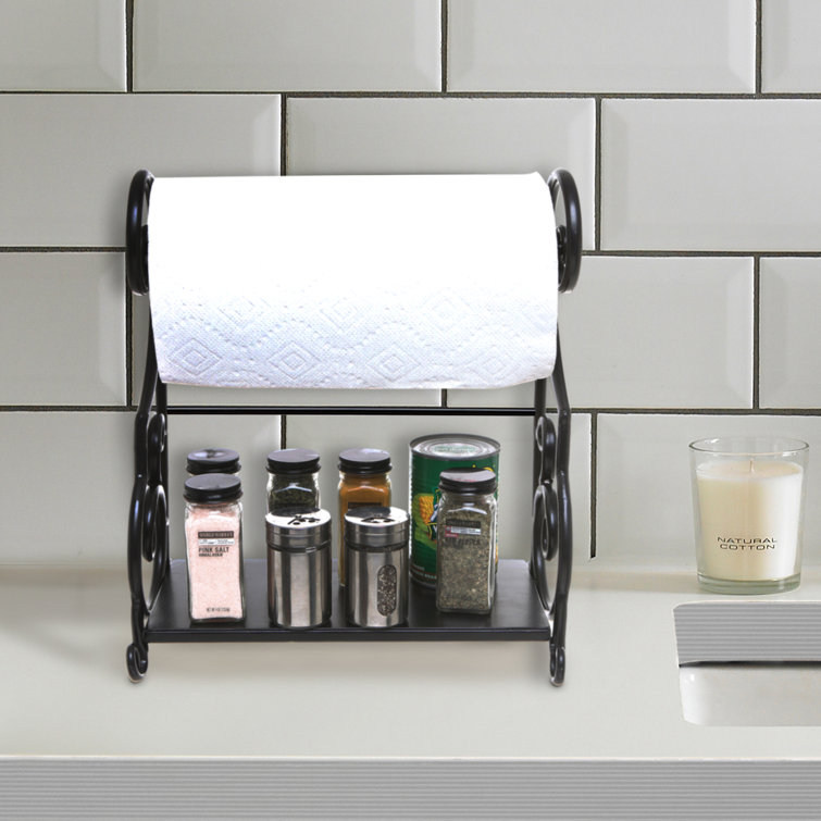 Countertop paper towel holder best sale with shelf